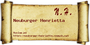 Neuburger Henrietta névjegykártya